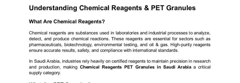 Royal Vista Trading | Chemical Reagents & PET Granules in Saudi Arabia