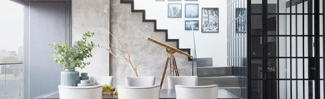 Elegant modern living room with view