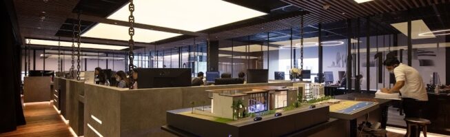 Modern interior with unique spiral staircase